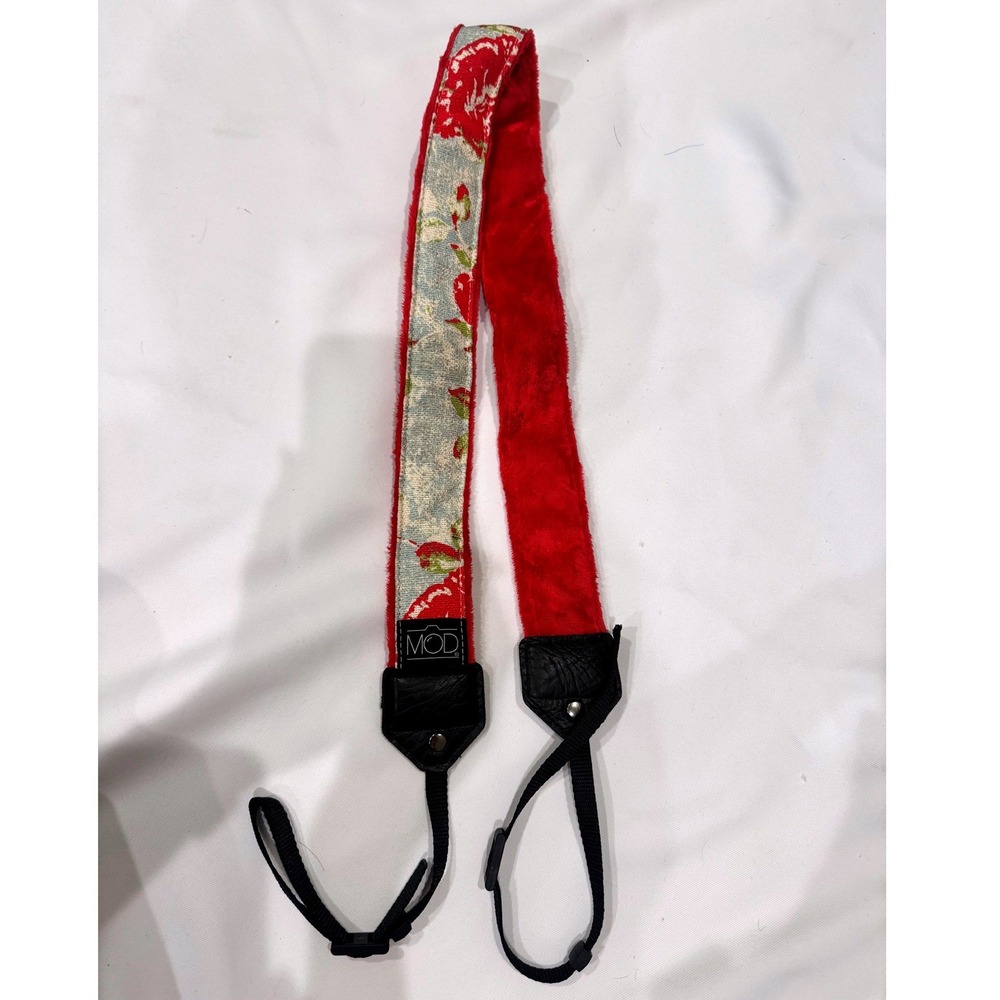 MOD Floral Camera Strap Red Plush Padded DSLR Mirrorless‎ Adjustable Strap